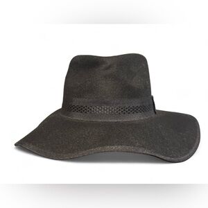 A New Day 100% wool Black Wide Brim Wool Fedora Hat Adjustable Strap